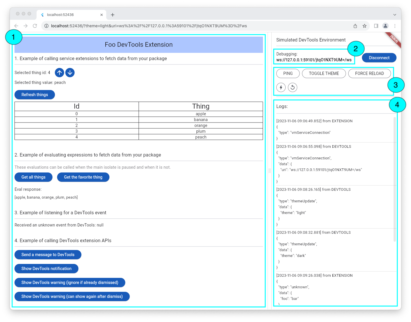 Debugging an extension with the Simulated DevTools Environment